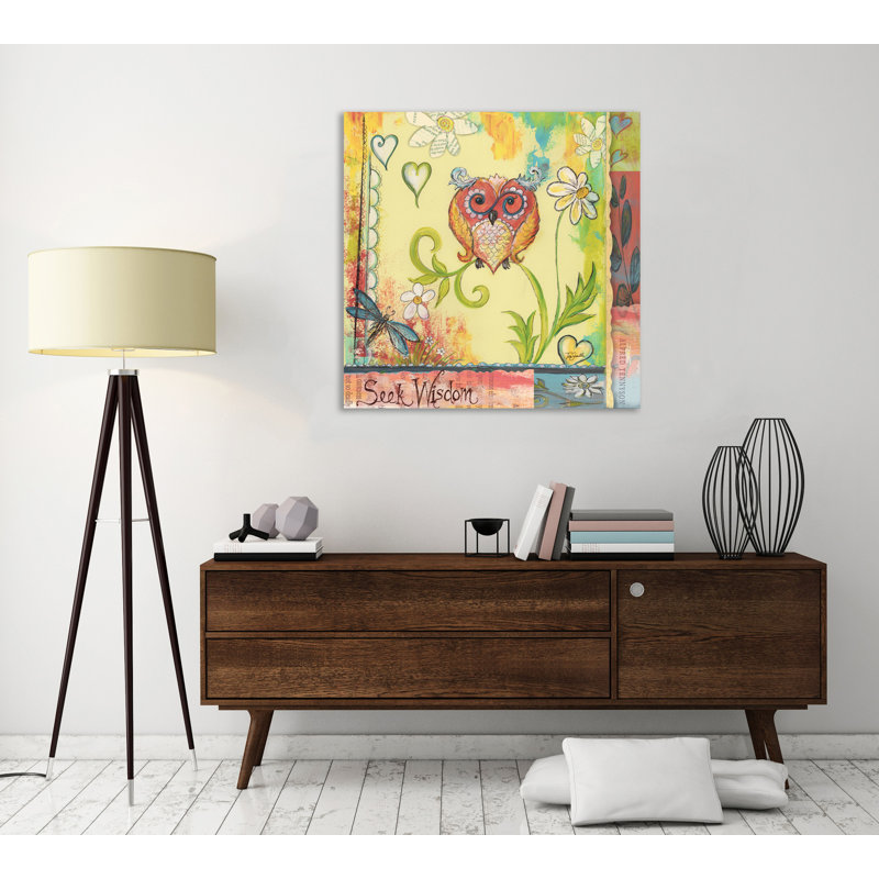 « hibou, seek sagesse », reproduction d’impression sur toile tendue, H 12 po x l 12 po