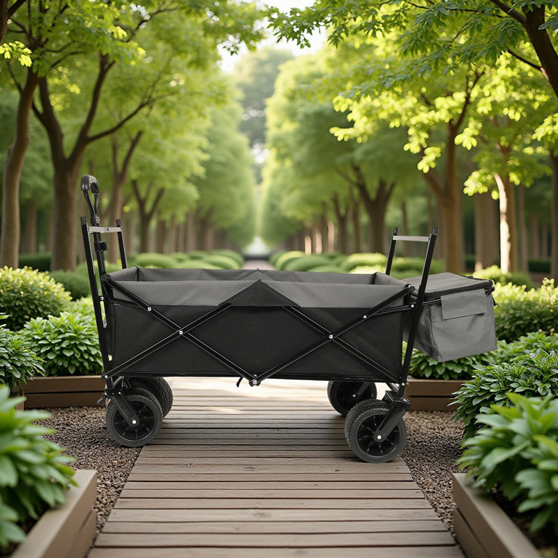 Chariot pliable de 480 lb avec auvent, poussette de chariot avec roues tout-terrain de 7 po, chariot pliable léger, grande capacité de camping