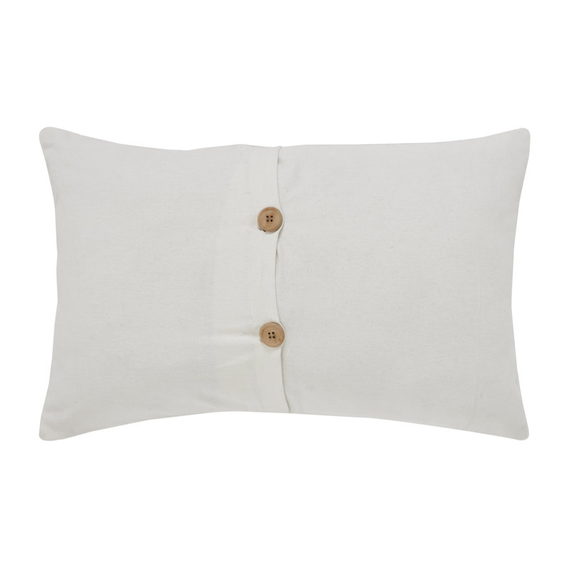 Natural Creme Cotton Burlap Embroidered Rectangle Throw Pillow