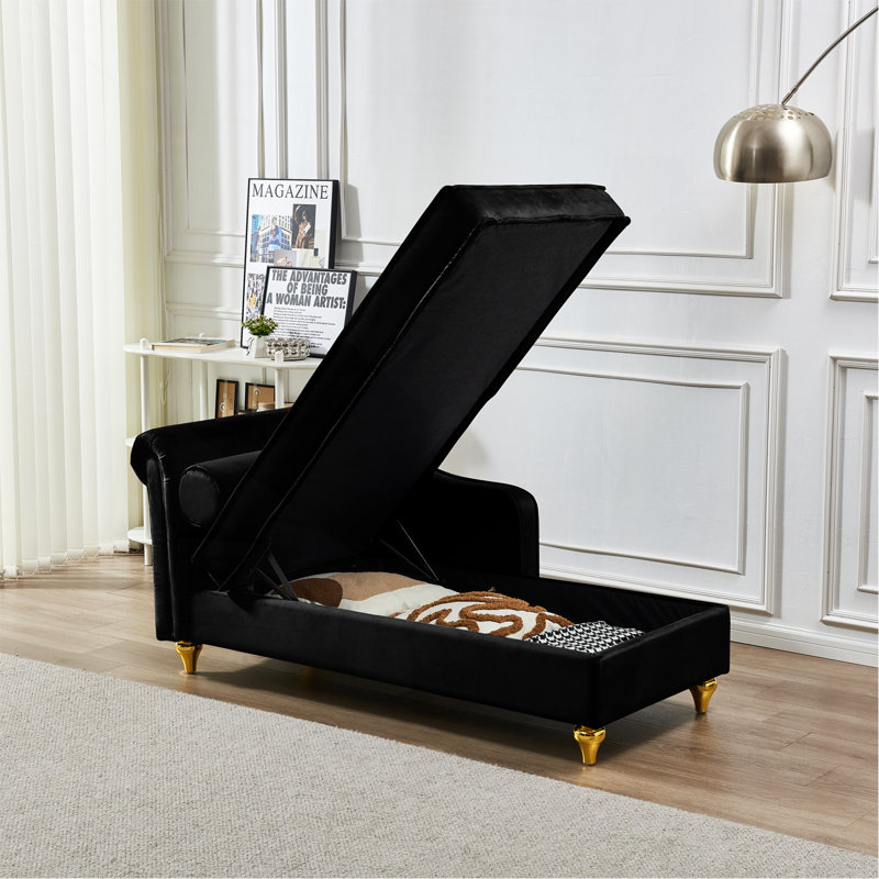 Chaise longue moderne avec revêtement en velours (noir)