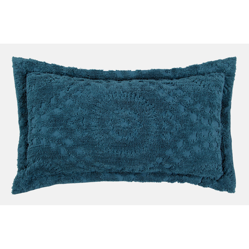 Rio 100% Cotton Tufted Pillow Sham with Medallion Pattern Machine Washable Pillow Cover for All Season, King Sham, Teal