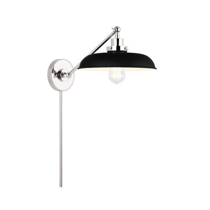 Wellfleet 1 - Light Armed Sconce, Midnight Black, Polished Nickel