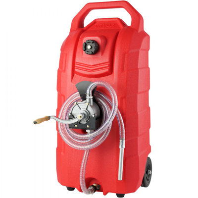 16 Gallon Fuel Caddy, 7.8 L/min, Portable Gas Storage Tank Container with Hand Pump Rubber Wheels,