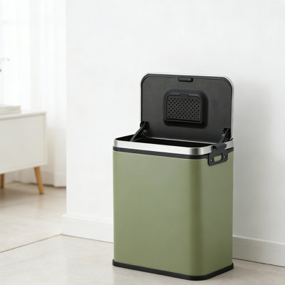 5L Compost Bin with Lid, Hanging Kitchen Trash Can with Charcoal Filter, Small Food Waste Bin for Countertop or Under Sink