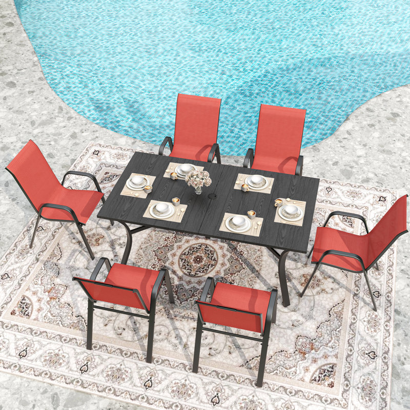 6 Outdoor Seating With Wide Ergonomic Seat And 350 Lbs Capacity Per Chair, Rust- Frame Waterproof Fabric For Patio Garden Use 6 Outdoor Seating Group, Wide Ergonomic Seat Design, Lbs Per Chair, Rust-