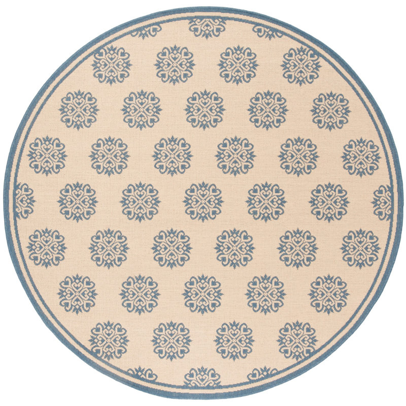 Frankee Performance Ikat Indoor/Outdoor Area Rug, Round 6'7"