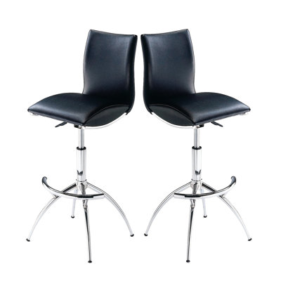 Modern Black Bar Stools (2),  Legs, High Density Foam Seat, Easy To Keep Neat Height , Base