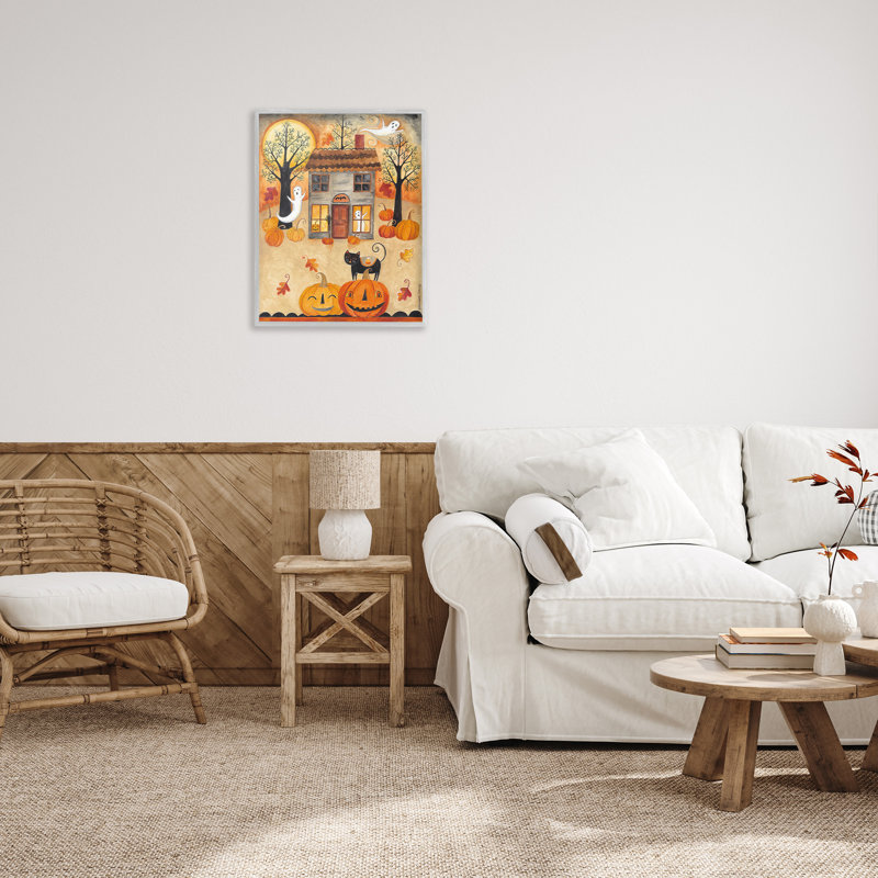 "Cadre fantôme sur une nuit d'Halloween" par Bernadette Deming sur toile, H 30 po x l 24 po
