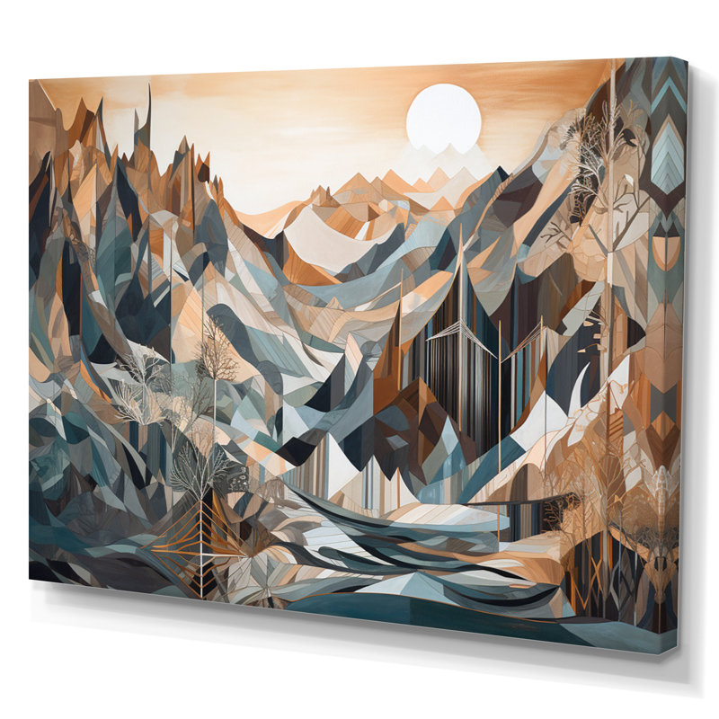 «Rose Gold Metallic Mountains IV», reproduction sur toile, 12" H x 20" W, Toile tendue