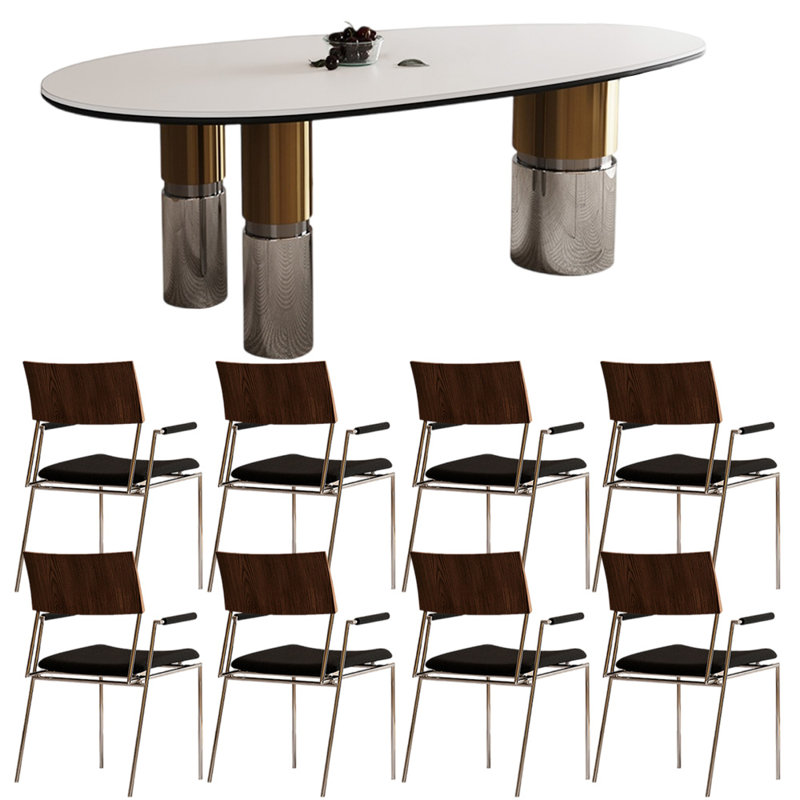 Light luxury modern high-end dining table sets, 29.5"H x 86.6"L x 43.3"W