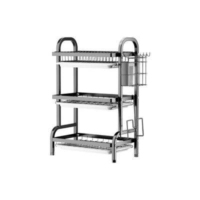Dish Drying Rack 3 Tier, Large Stainless Steel Over The Sink Dish with Drain Tray