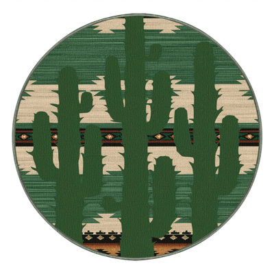 Washable Saguaro Cactus Southwestern Area Rug