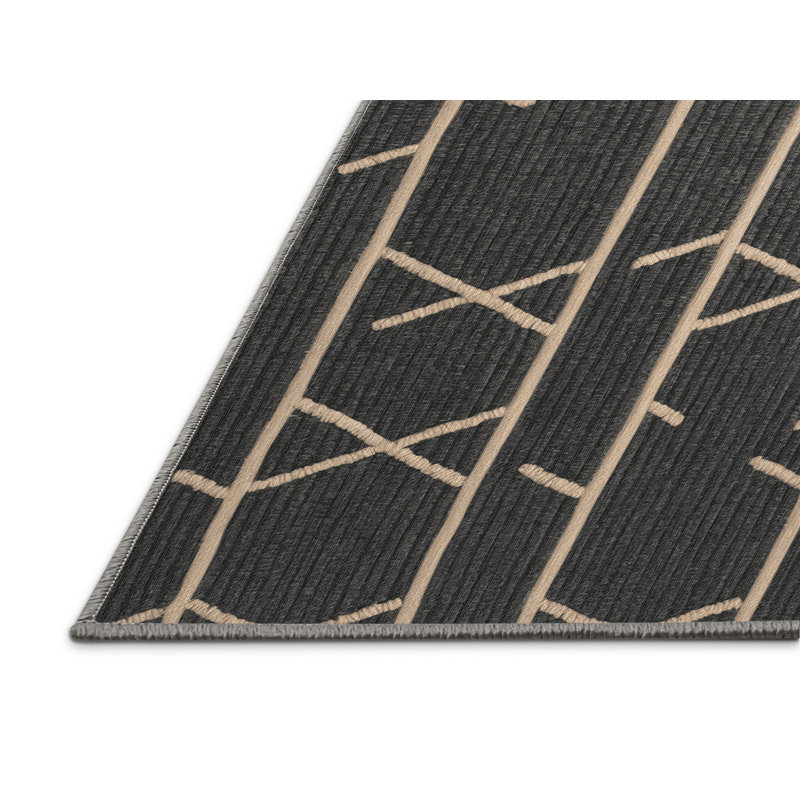 Tapis gris en treillis lavable à la machine, Rectangulaire 3 pi x 5 pi