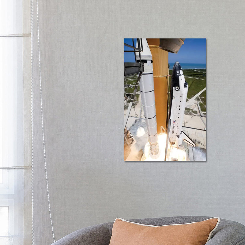 Space Shuttle Atlantis Lifts Off From Its Launch Pad At Kennedy Space Center, Florida VI by Stocktrek Images - Wrapped Canvas Gallery-Wrapped Canvas Giclée