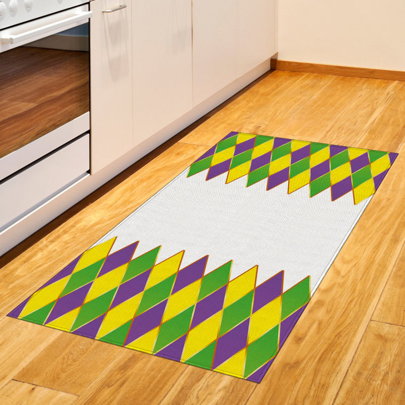 Tapis décoratif en fibres de polyester à haute densité Mardi Gras, Rectangle 2 pi 7 po x 5 pi