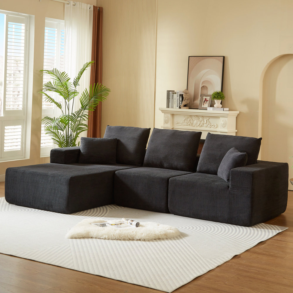 Latitude Run® Luxurious Corduroy Sectional Sofa with Modular Design and ...