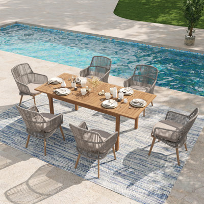 Brittenham 6 - Person Rectangular Outdoor Dining Set With Cushions
