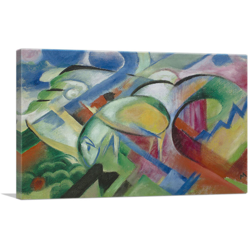 Reproduction d'art sur toile tendue "The Sheep" par Franz Marc, H 18 po x l 26 po x P 0,75 po