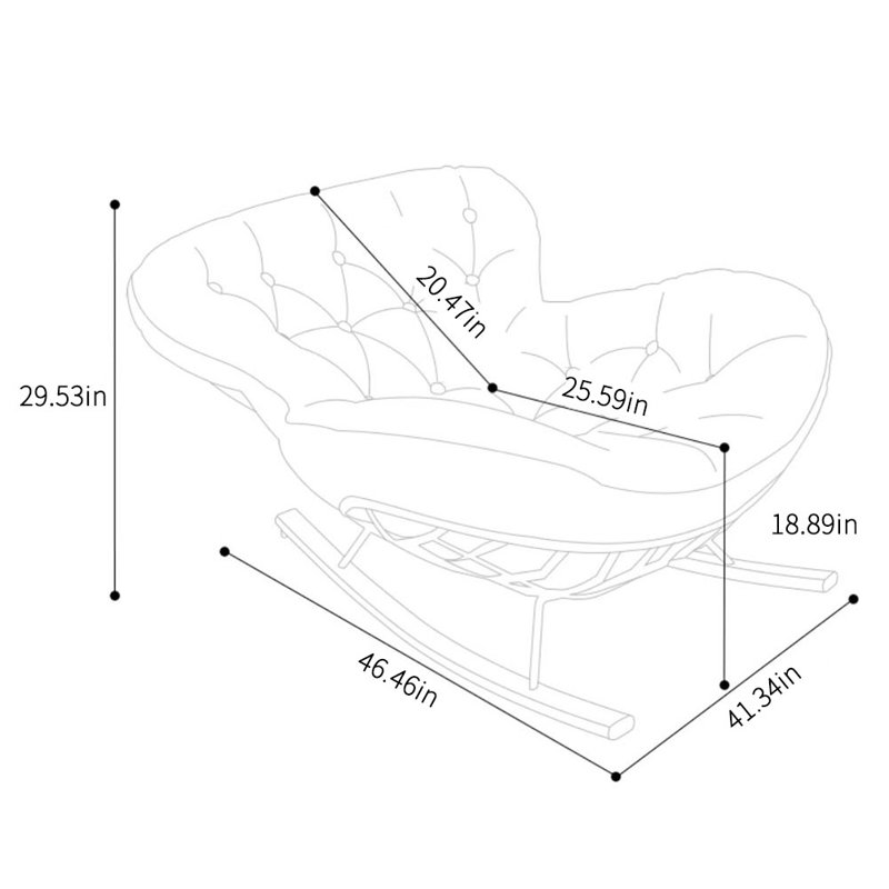 Chaise berçante en métal Snail, Gris