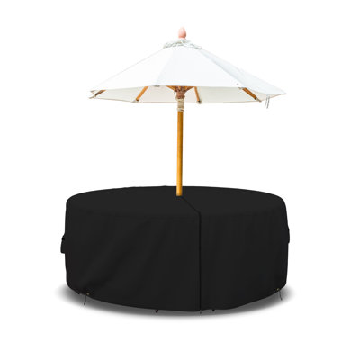 High Density Multipurpose Waterproof Outdoor Round Dining Table & Chair Set Cover with Umbrella Hole by Arlmont & Co.