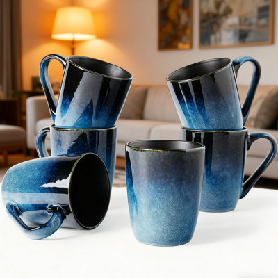 Tasses à café 14 oz en grès 6 pièces ALOFMO Starry Night