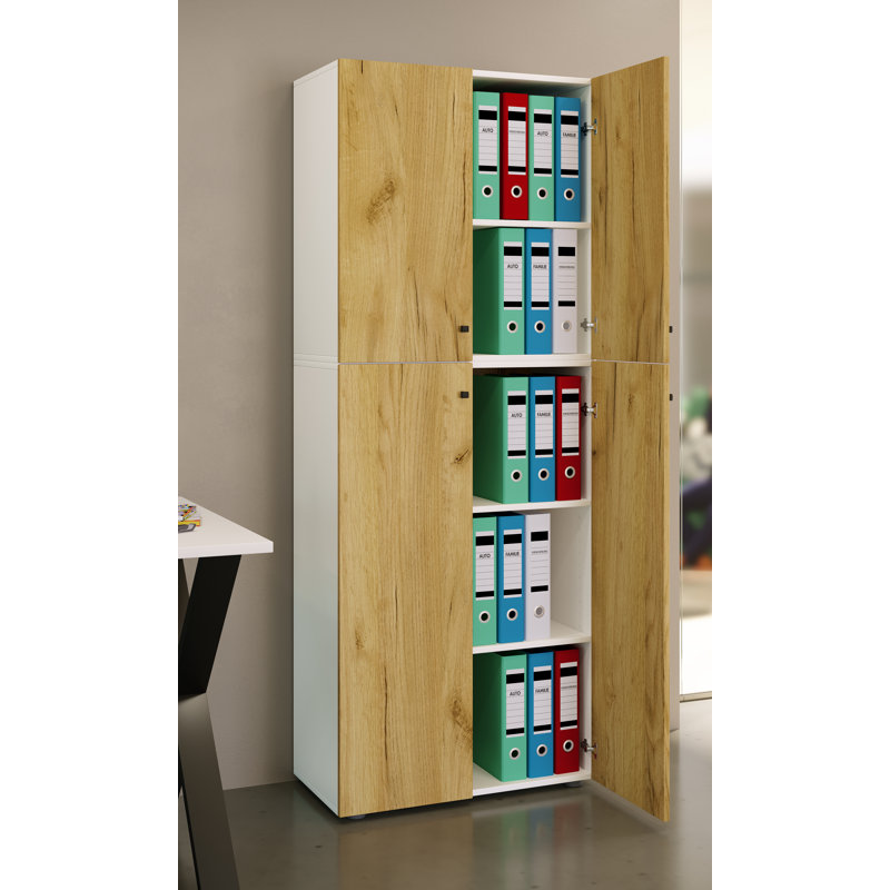 Amekia Storage Cabinet, White/Natural