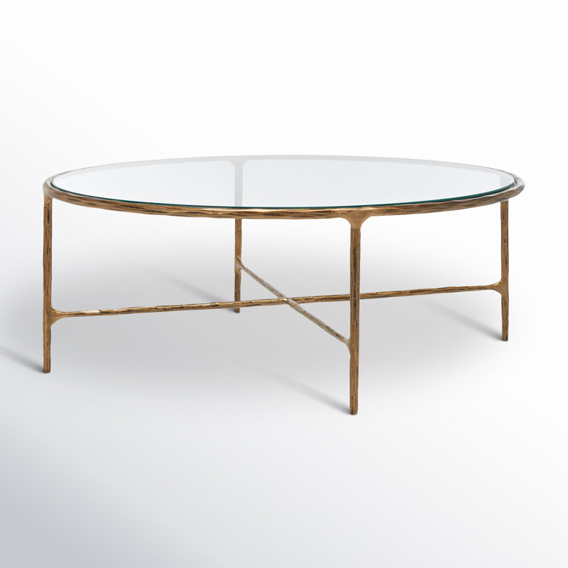 Evelynn Coffee Table, Clear, Brass