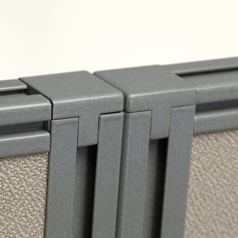 Rectangle 4 Person Cubicle with Cable Management, Mocha Cherry