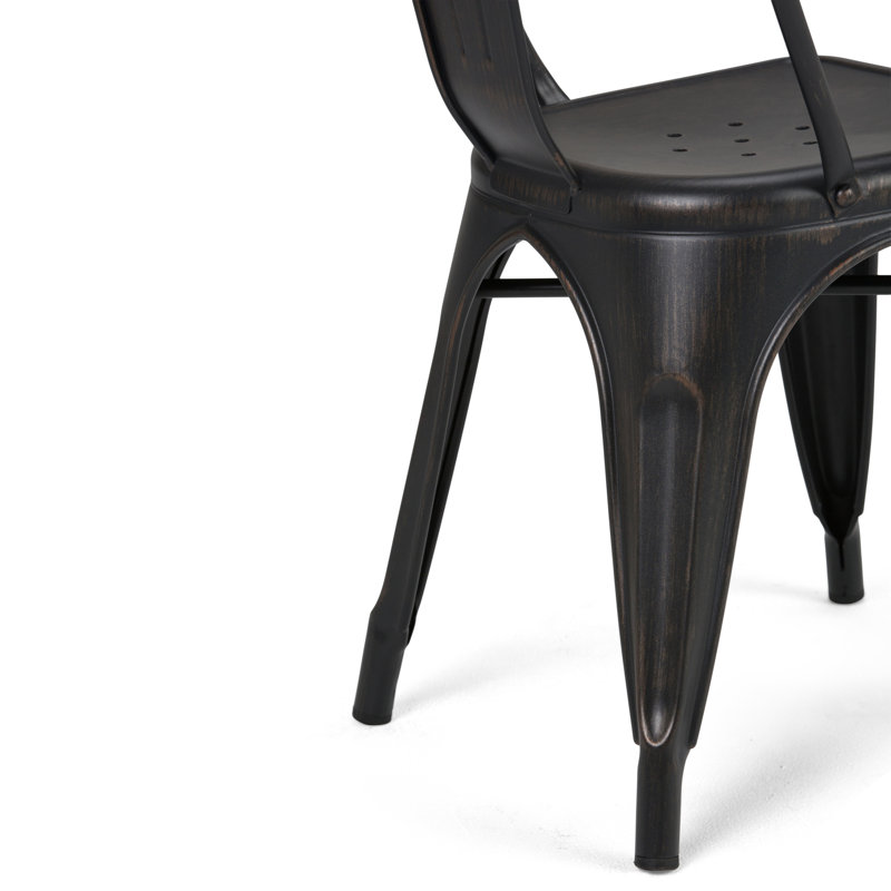 Distressed Black and Copper Metal Stacking Side Chair Set
