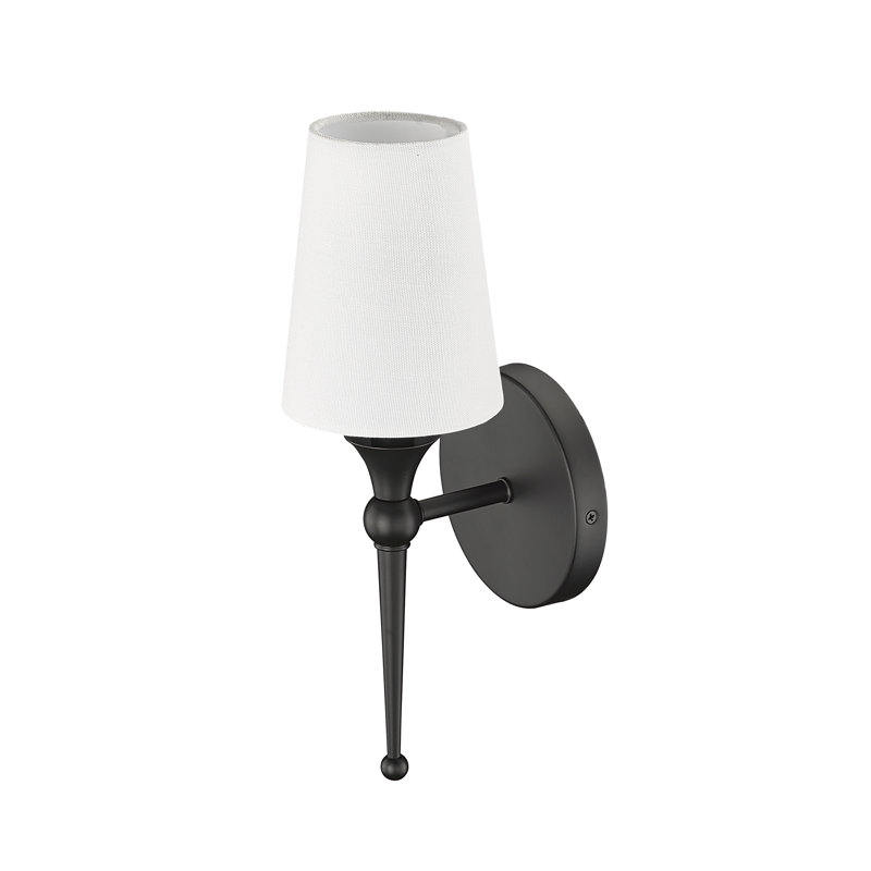 Codding 14" Tall Steel Armed Sconce with Fabric Shade, Matte Black