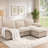 103" Chenille Upholstered Cloud Sofa Modular Sectional Couch 4-Seater L-Shaped Comfy Sofa with Ottoman for Living Room-536928040