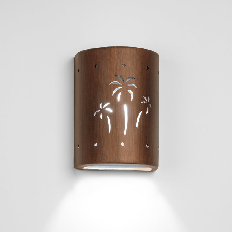 Hockinson Ceramic Outdoor Wall Light, LED Bulb Included, 8.5" H x 6.5" W x 4.5" D, Rubbed Copper