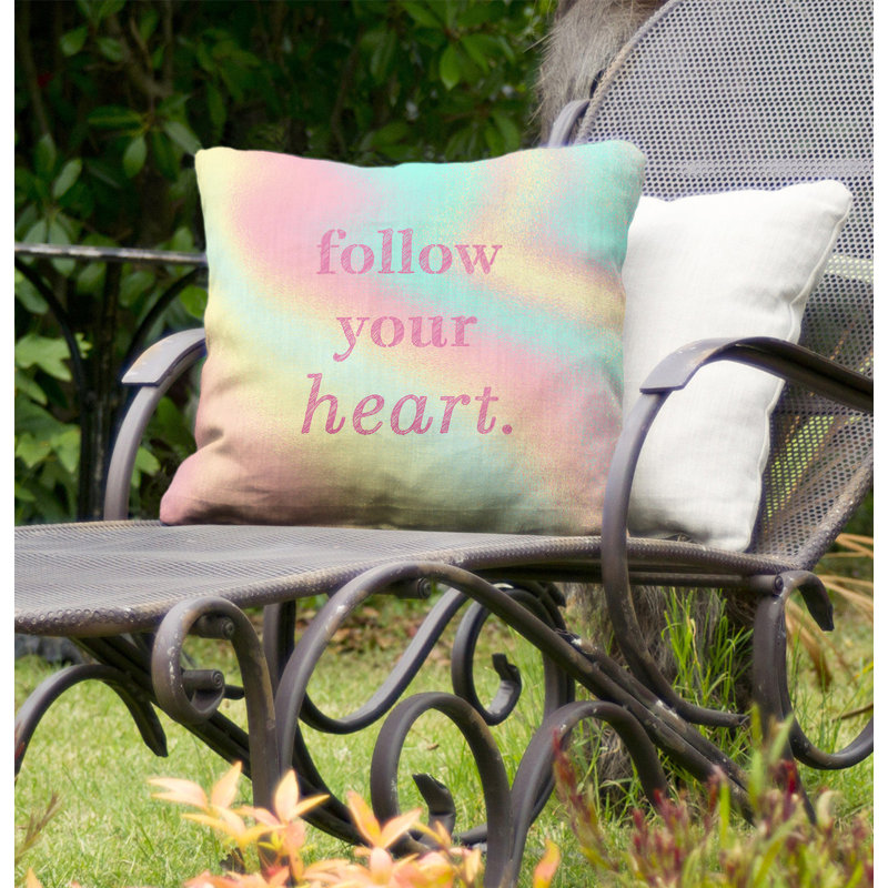 Coussin décoratif intérieur/extérieur de votre coeur, 20 po x 20 po, Arc-en-ciel pastel
