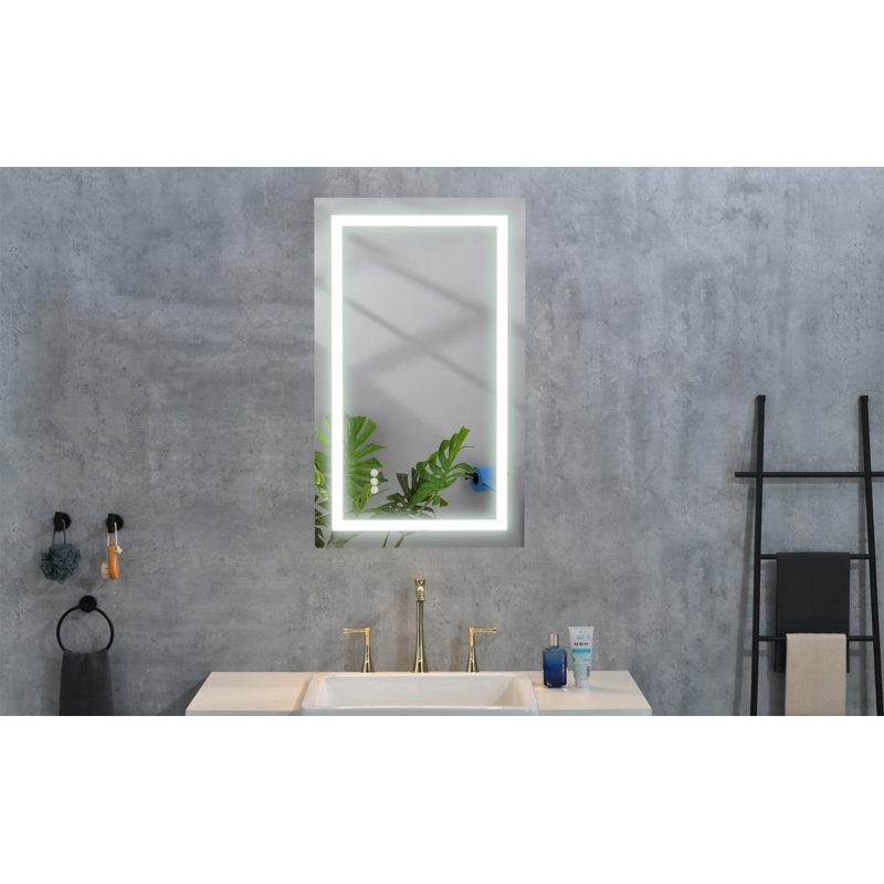 Miroir de salle de bain à DEL 40 po x 32 po avec façade et rétroéclairage, 32 po x 40 po, Rectangulaire