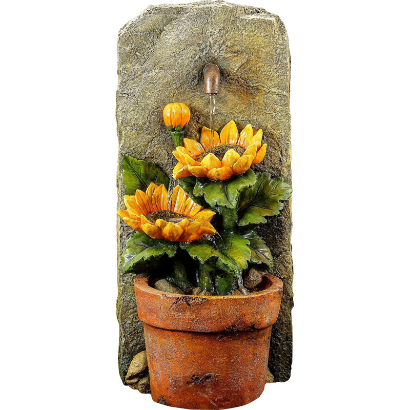 Fontaine tournesol en résine/fibre de verre clybourn