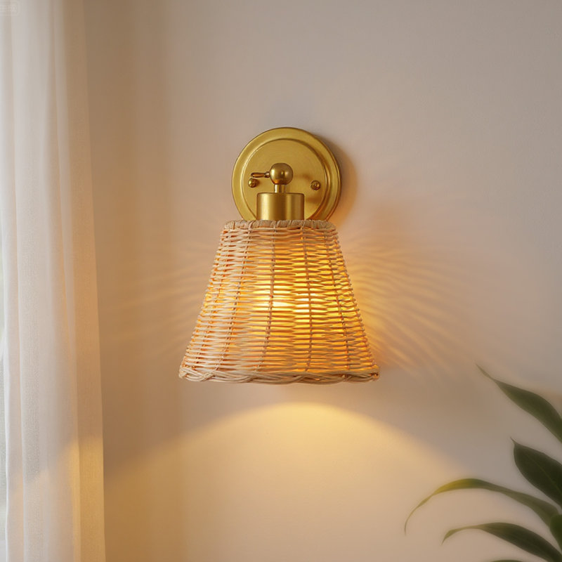 7.8'' Farmhouse Wall Sconce Rattan Wall Lamps