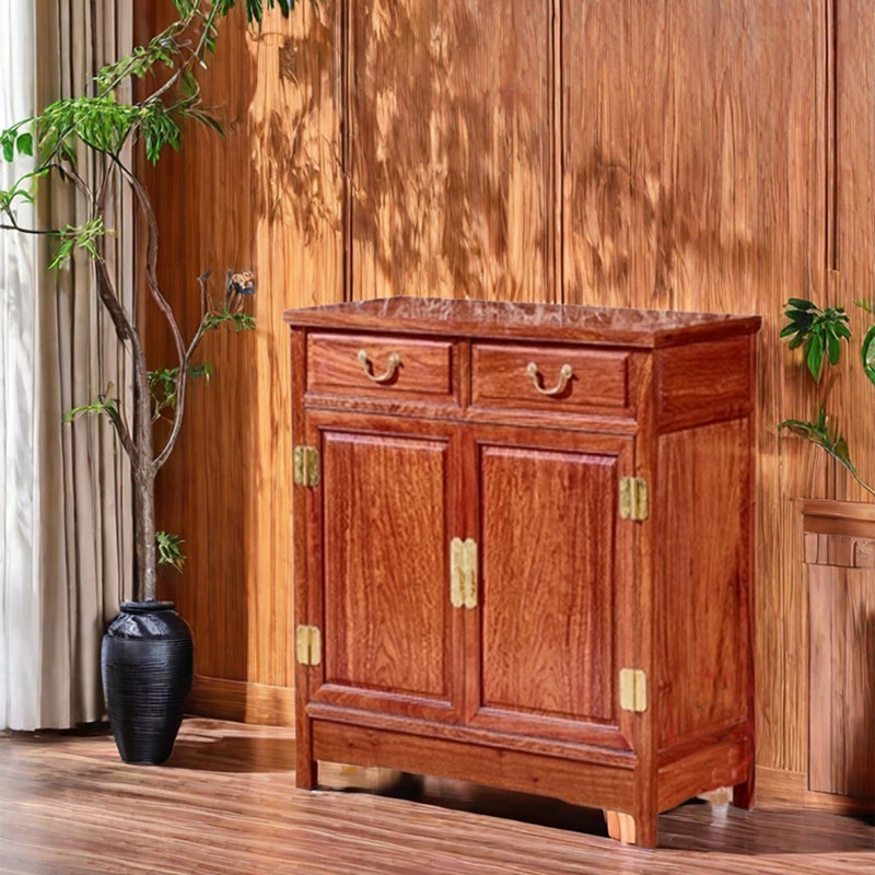 Solid Wood Chinese Sideboard, 34.6" H x 26.8" W x 15.7" D