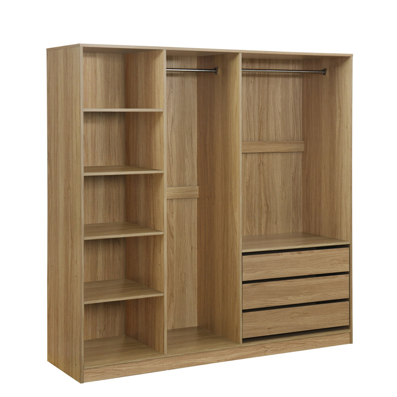 67.1" W Freestanding Closet System With Drawers, Natural Wood