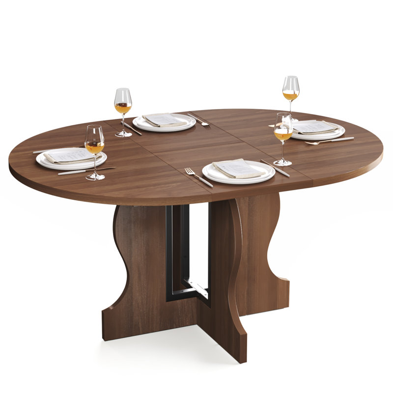 Extendable Round Dining Table, Brown