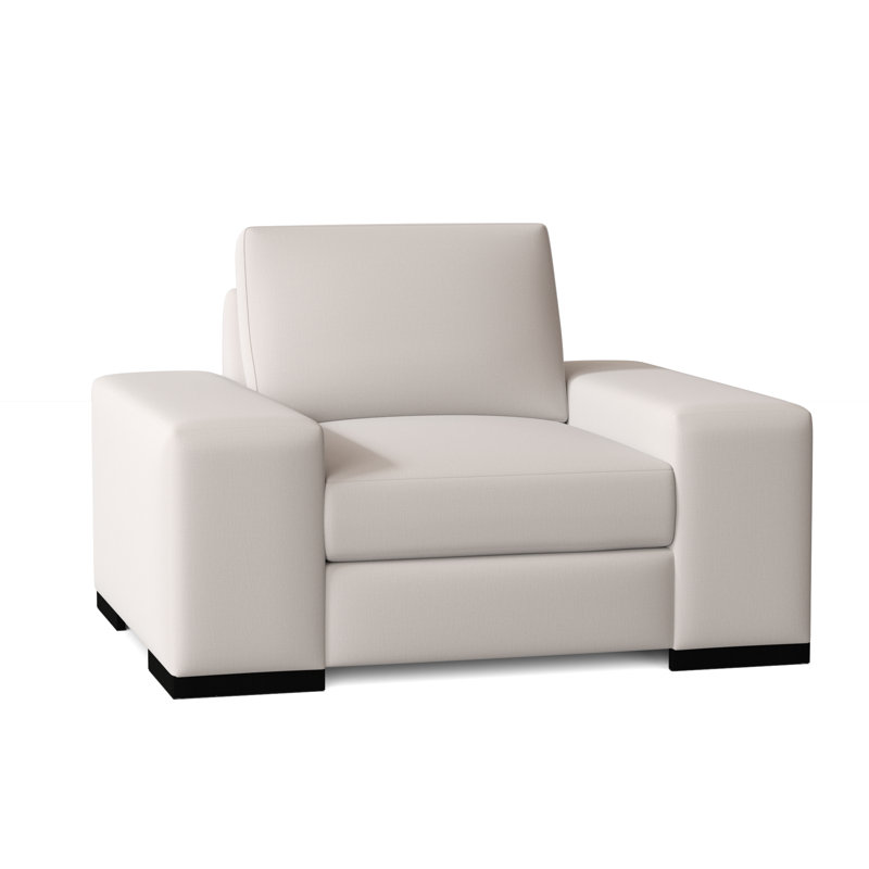Fauteuil club Harrison, Blanc Lena, Noir, Plumes / duvet