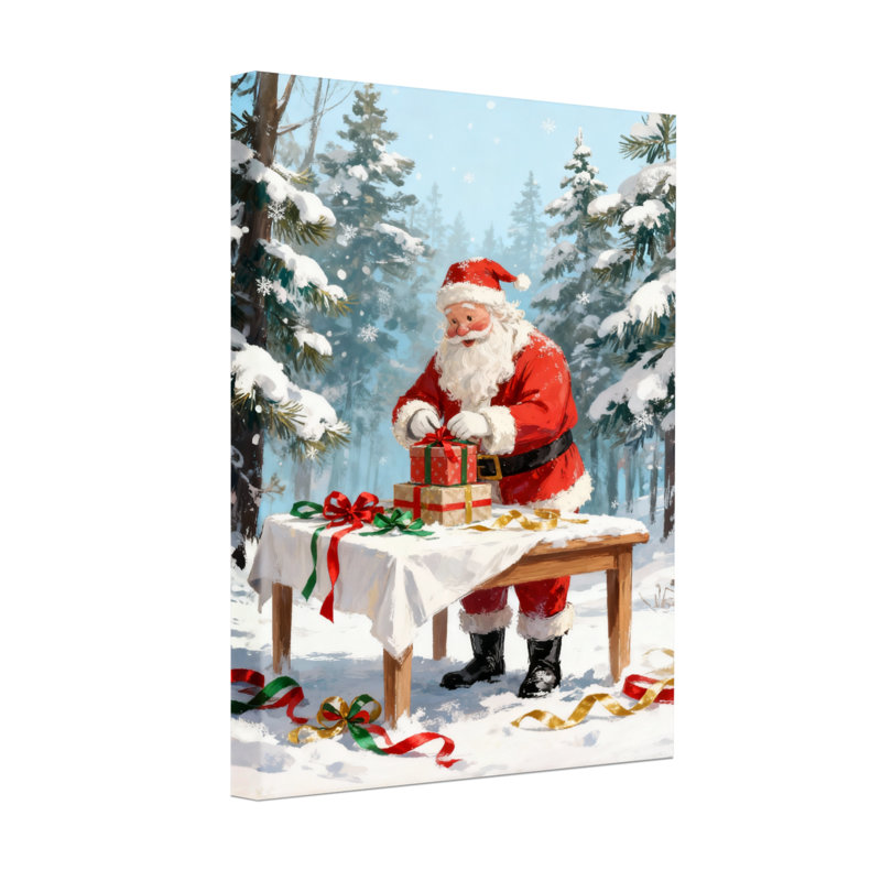 Cadeaux de Noël dans une forêt enneigée, H 18 po x l 12 po