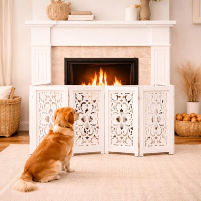 4-Panel Foldable Wooden Dog Gate