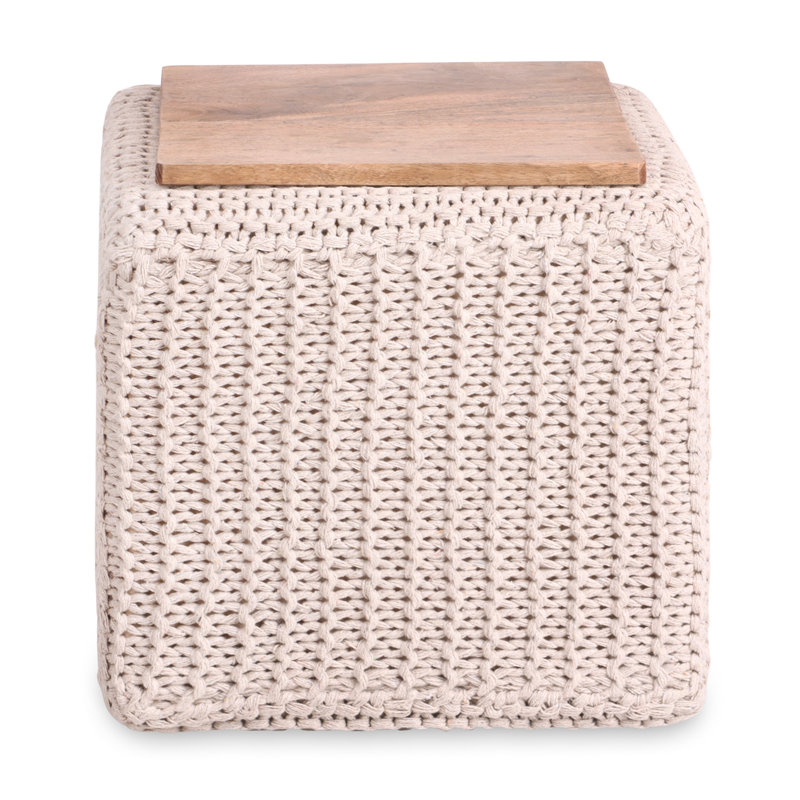 Repose-pieds en mélange de coton 16 "Turnipseed, 100 % coton ivoire