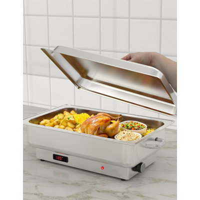 Ensemble de 2 réchauds électriques 9QT avec contrôle de la température, chauffe-buffet en acier inoxydable