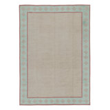 Rug & Kilim’S Contemporary Dhurrie Rug In Beige With Light Blue And Rose Border
