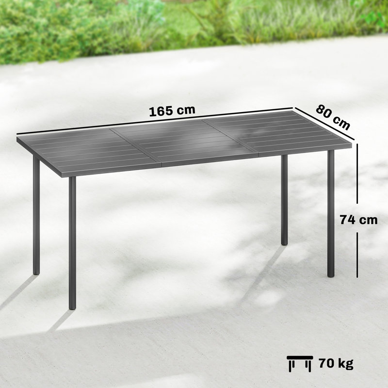 Rectangular Metal Outdoor Dining Table , 165cm cm W 80cm cm D