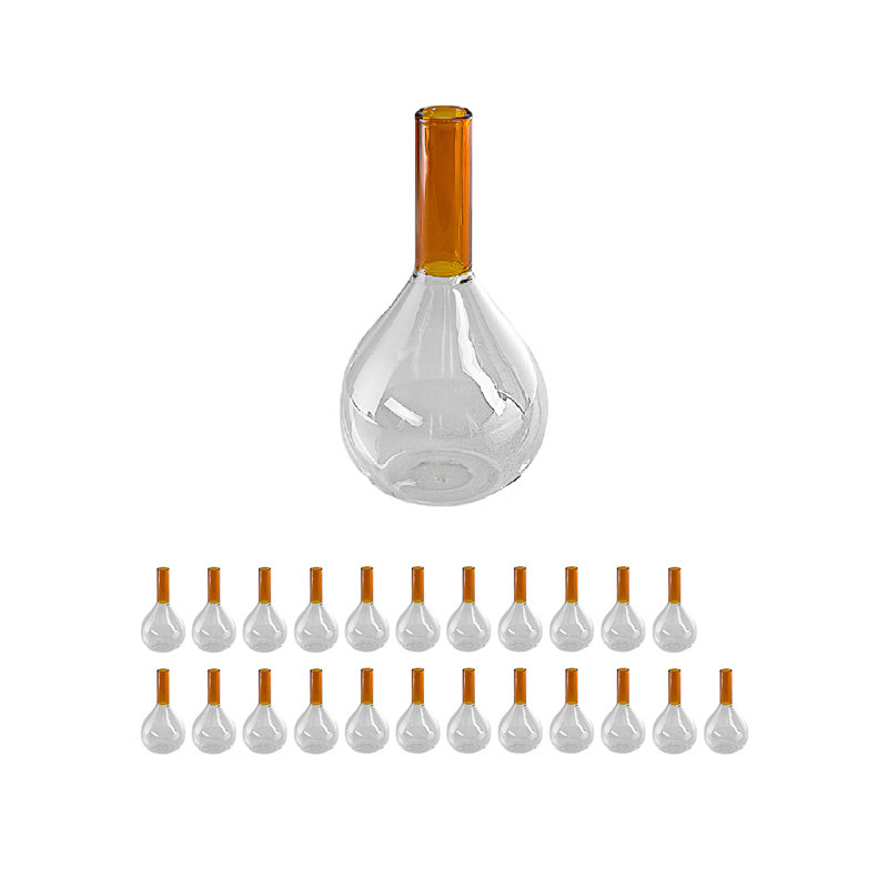  Amberstem Glass Bud Vase, Beaker-Style Mini Vase With Long Neck, Modern Single Stem Flower Holder For Home Décor, Centerpieces & Gifting, 2.6" Diameter & 5" Tall, Pack Of 24