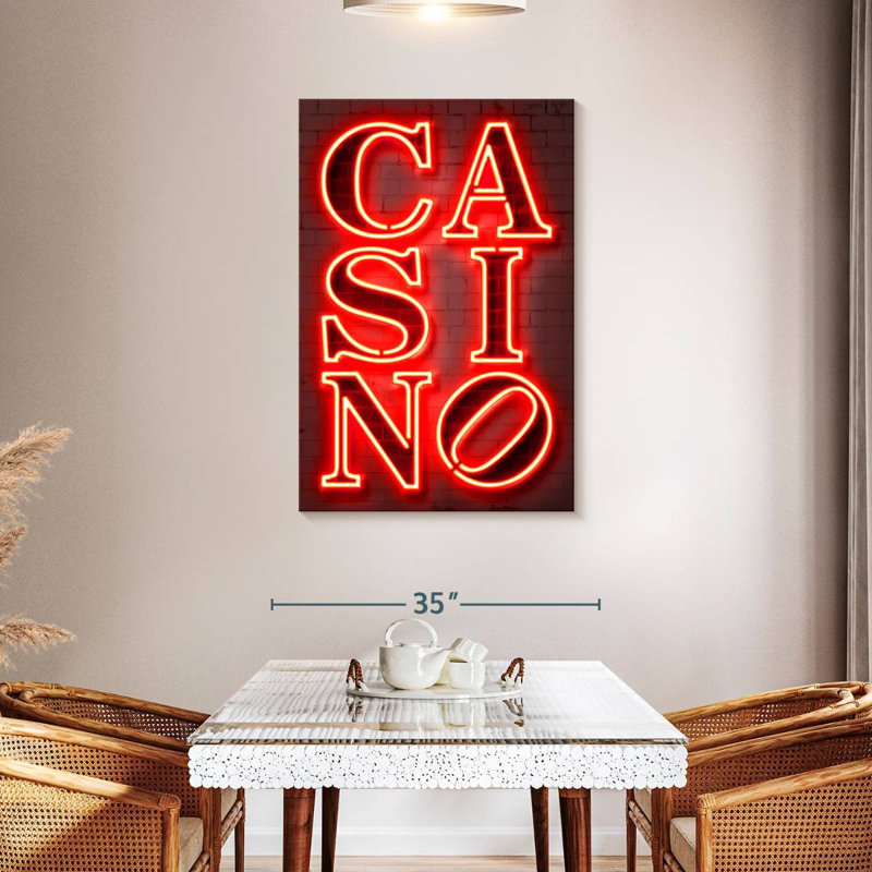 Enseigne néon de casino, H 45 po x l 30 po