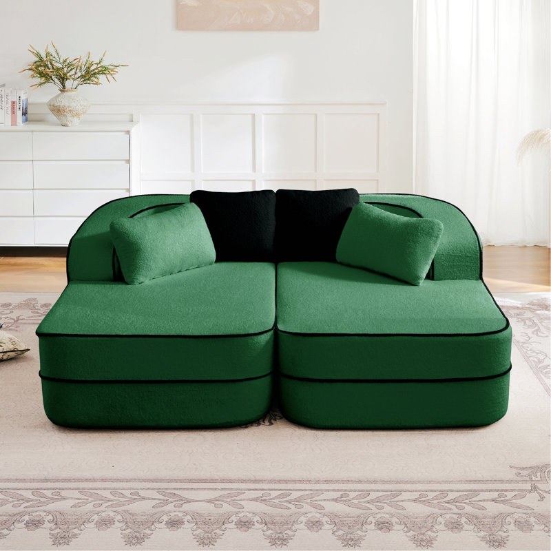 Canapé d'intérieur, canapé désossé en tissu à double peluche avec fonction de couchette, non-assemblé, éponge à haute densité, idéal pour le confort du salon