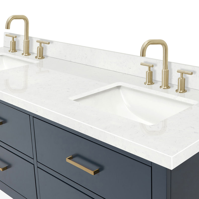 Macolm 72.25'' W Double Vanity, Midnight Blue, Satin Brass, 72"